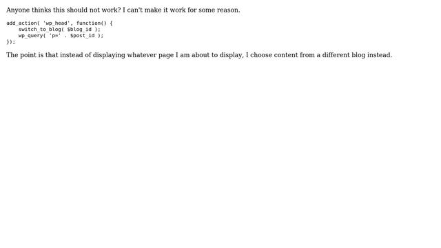 Wordpress: Switch to blog and get content from that blog смотреть онлайн