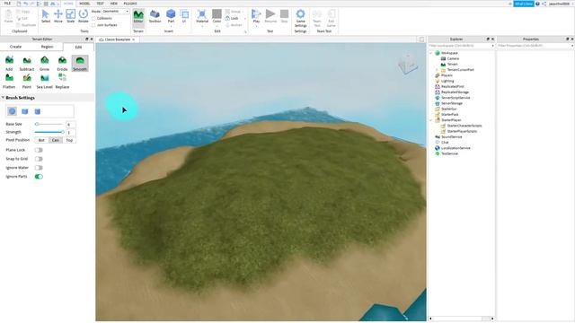 How to Use Terrain Editor and how to make an island in Roblox Studio смотреть онлайн