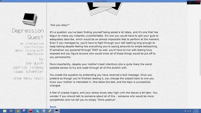 Depression Quest - Gameplay Walkthrough - Part 8 (Lie) смотреть онлайн