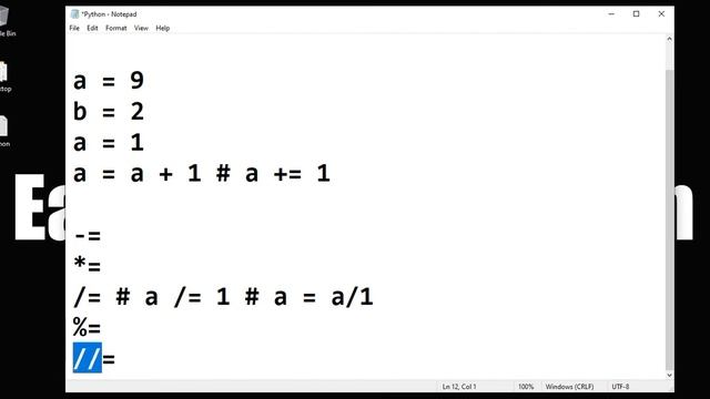 Python #11 | Assignment operators in Python | &=,//=, etc | Hindi | EasyExamNotes.com | Jayesh Umre смотреть онлайн