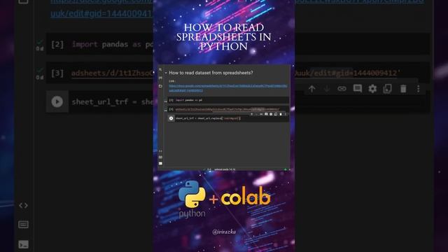How to read spreadsheet dataset in python #python #coding #googlecolab смотреть онлайн