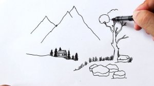 Как нарисовать Природу Горный Пейзаж