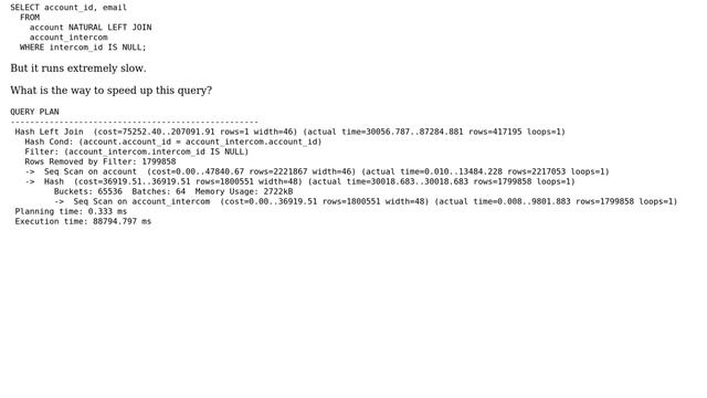 Databases: Speed up SELECT query with JOIN from table with 2.2M rows in PostgreSQL? смотреть онлайн