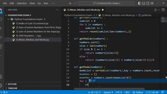 Mean, Median and Mode | Foundation Exam-2 | Python | CCBP 4.0 смотреть онлайн