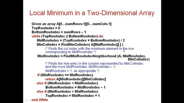 CSC 323, Fall 2020: 3.8 Local Minimum in a 2 D Array смотреть онлайн