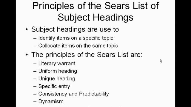 Introduction to Sears Subject Headings II смотреть онлайн