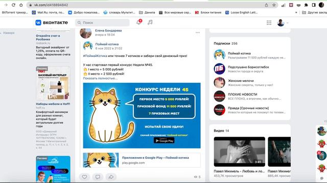 Приложение "Поймай котика". Запись розыгрыша "Неделя" №45 | Заработок в интернете без вложений смотреть онлайн