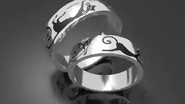 Обручальные кольца с белой и черной эмалью 