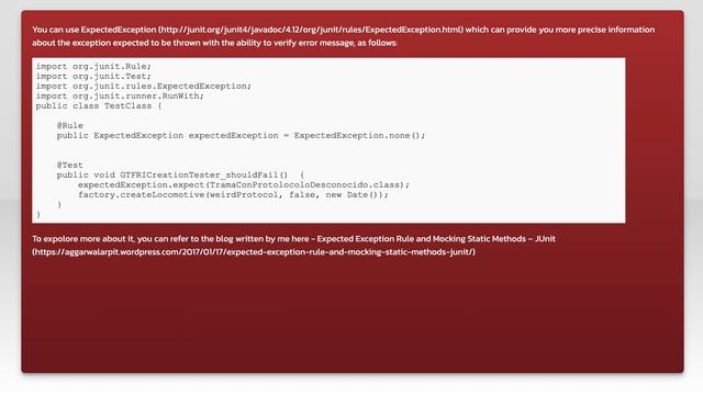 JUnit right way of test expected exceptions смотреть онлайн