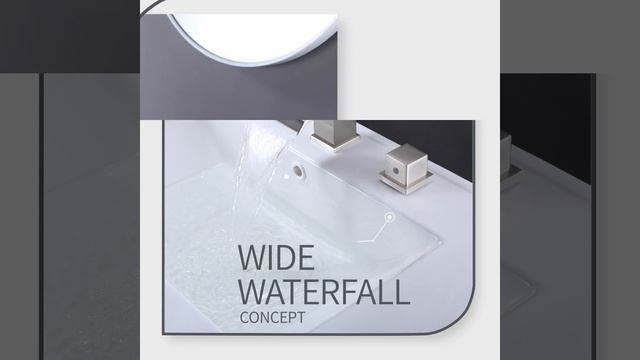 Modern 3-Hole Deck Mount Sink Waterfall Mixer Faucet for Bathroom in Brushed Nickel смотреть онлайн