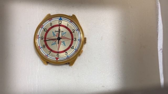 Мужские наручные часы Ракета Роза ветров СССР позолоченные смотреть онлайн