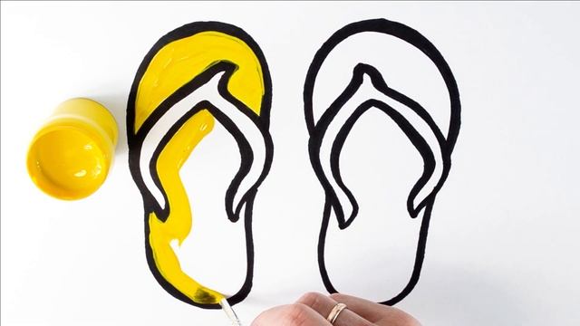 Как нарисовать ПЛЯЖНЫЕ ТАПОЧКИ / мультик раскраска ПЛЯЖНЫЕ ТАПОЧКИ для детей / Раскраски малышам смотреть онлайн