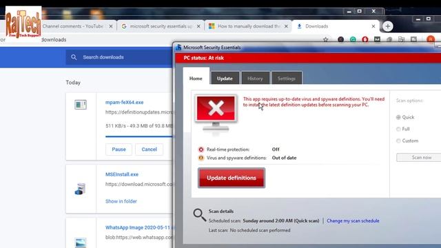 PC Status At Risk Windows 7 in Microsoft Security Essentials Offline Update by RajTech смотреть онлайн