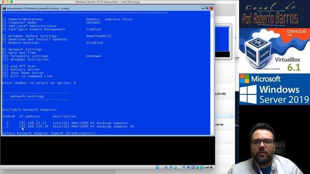 Configuração no Virtualbox 6.1 de duas interfaces de Rede no Windows Server 2019 Core смотреть онлайн