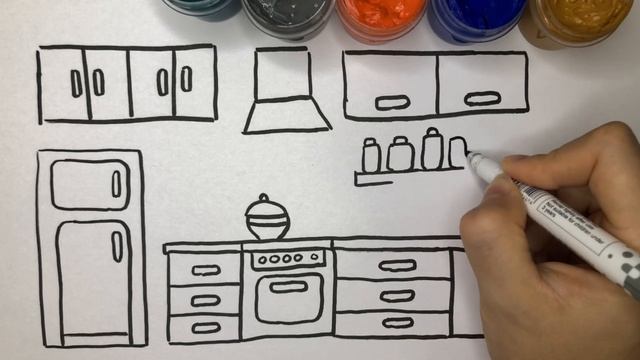 We draw and paint the kitchen | Рисуем и раскрашиваем кухню смотреть онлайн