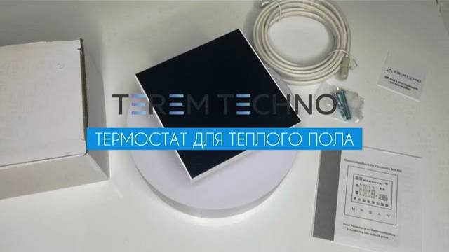 Сенсорный терморегулятор термостат Terem Techno для теплого пола черный-белый смотреть онлайн