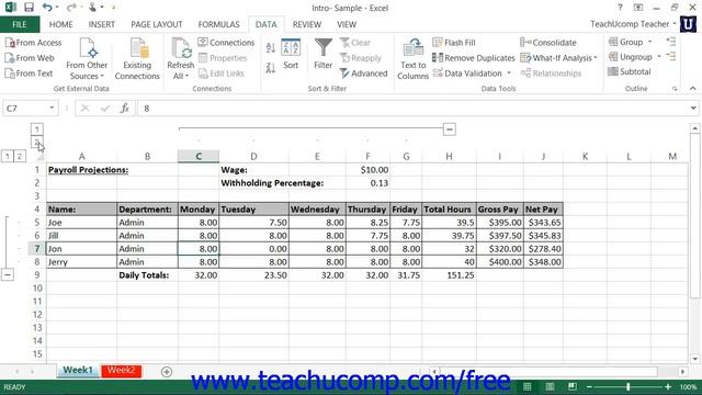 Excel 2013 Tutorial Using Outlines Microsoft Training Lesson 18.1 смотреть онлайн