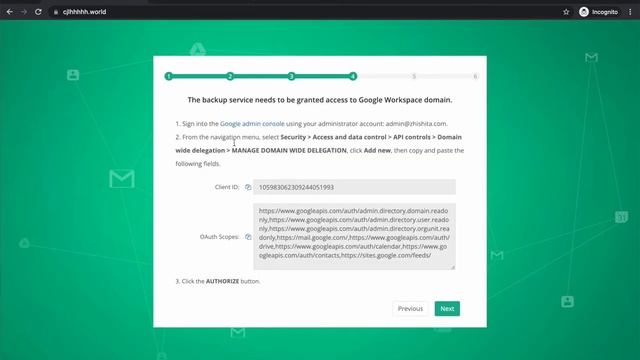 How to authorize domain-wide delegation access in Google Cloud Console for CubeBackup. смотреть онлайн