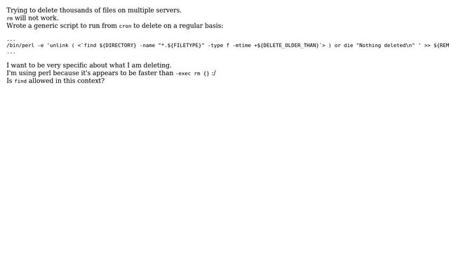 Can I unlink in perl with a list from a unix find command? смотреть онлайн