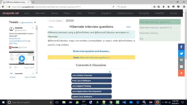 Difference between @OneToMany and @ElementCollection annotation in Hibernate.
| javapedia.net смотреть онлайн