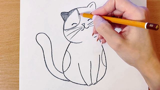 How To Draw A Cute Cat Very Easy || Cat Drawing Step By Step смотреть онлайн