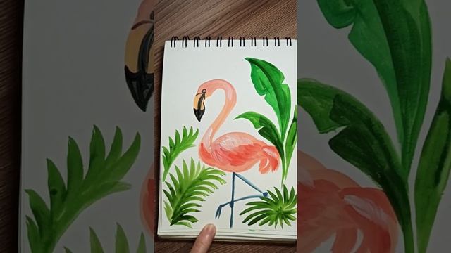 Рисуем фламинго гуашью просто и легко. смотреть онлайн