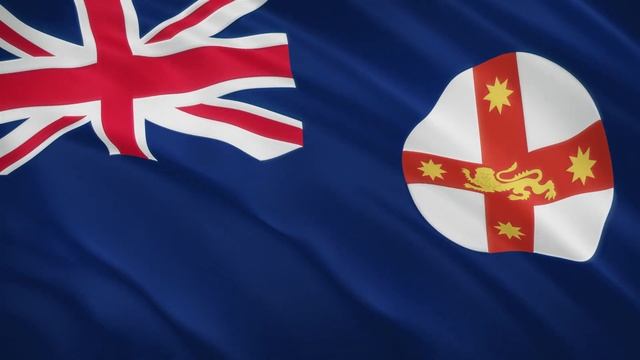 New South Wales (State of Australia) Waving Flag / Новый Южный Уэльс (Штат Австралии). Флаг [4K] смотреть онлайн