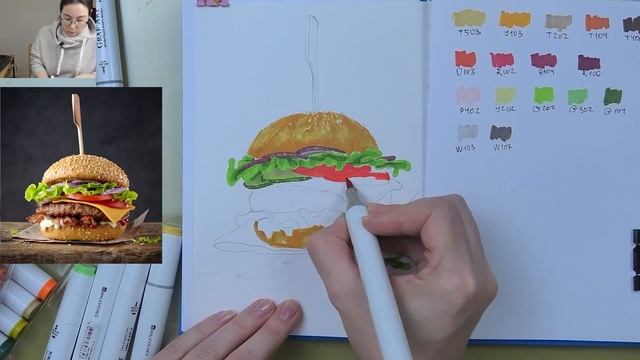Вместе с Dari Art рисуем бургер маркерами "Малевичъ" смотреть онлайн