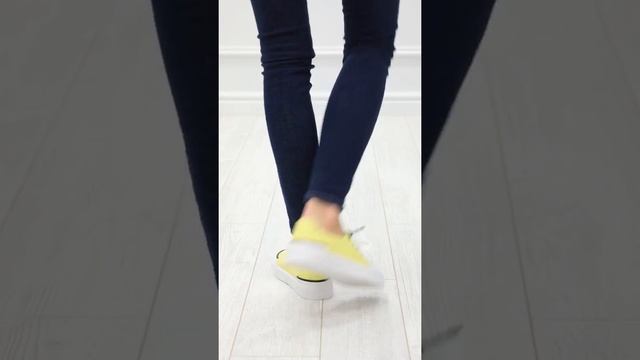 Желтые кеды из кожи на утолщенной подошве AL292-2-yellow смотреть онлайн
