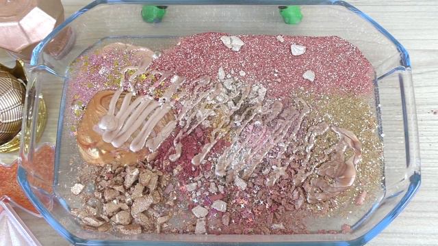 Rose GOLD SLIME Mixing Makeup And Glitter Into Clear Slime Satisfying Slime Videos