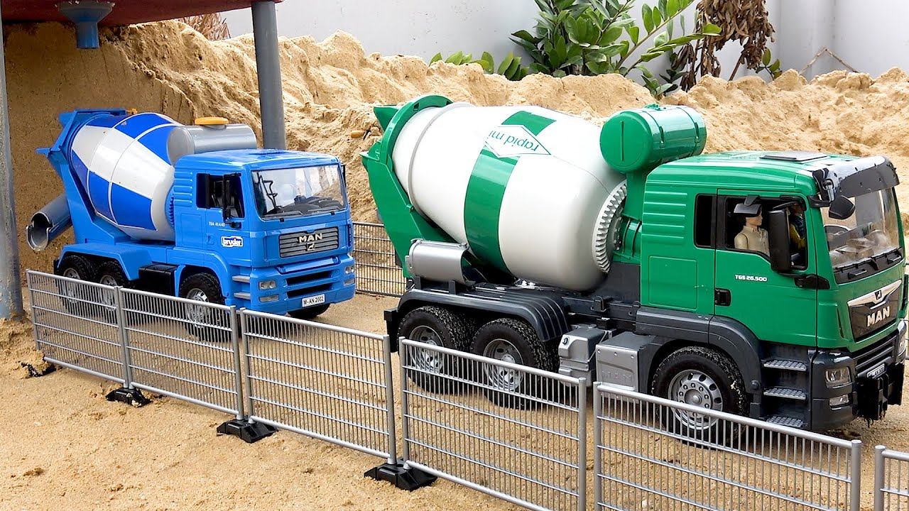 Автобетоносмеситель за работой - Строительные машины для мальчиков смотреть онлайн