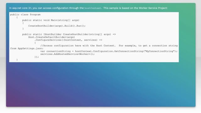 Read appsettings.json in Main Program.cs смотреть онлайн