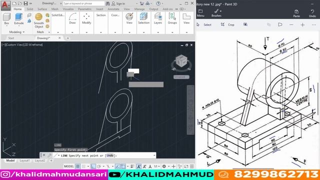 AutoCAD 3D Exercises Tutorial 12 || Autocad 3D Mechanical Tutorial 3D Modelling смотреть онлайн