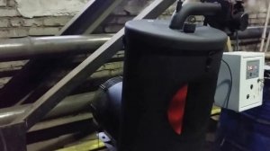 Печь калорифер на отработке в работе