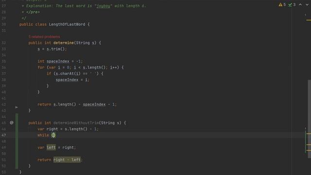Длина последнего слова в строке (3 решения) (leetcode) смотреть онлайн