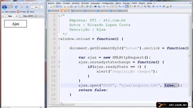 Universidade XTI - Curso Online JavaScript - Aula 45 - Ajax Introdução e Acesso a TXT, HTML, XML смотреть онлайн