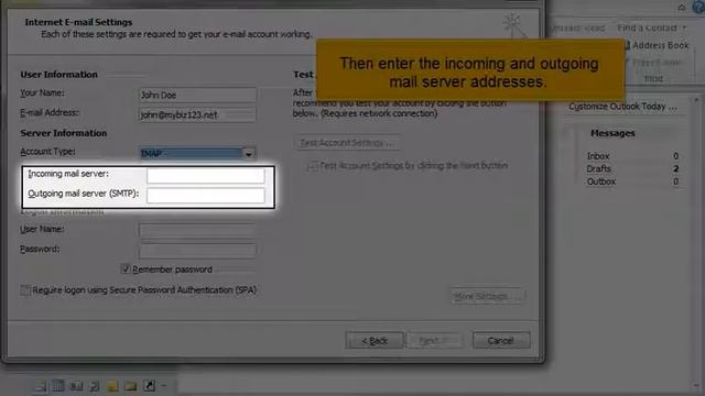 Configuring an IMAP email account in Outlook 2010 смотреть онлайн