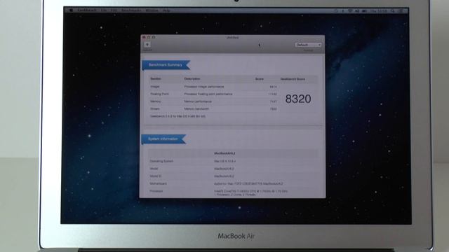 Geekbench Benchmark Apple MacBook Air 13 Inch 2013 Haswell Intel Core I7 1.7GHz