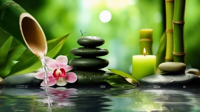 Relaxing Music Relieves Stress, Anxiety And Depression, Sounds Of Nature And Bamboo Water Fountain