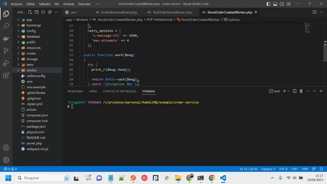 Arquitetura de microsserviços usando Laravel e Mirabel RabbitMQ смотреть онлайн