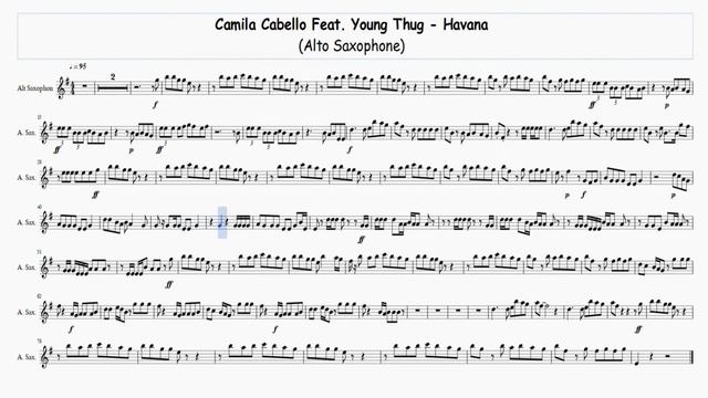 Camila Cabello Feat. Young Thug - Havana - Alto Saxophone Free Sheet Music смотреть онлайн