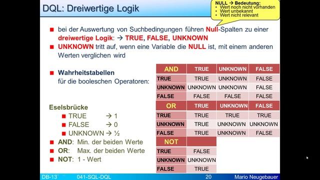 DQL: Dreiwertige Logik смотреть онлайн