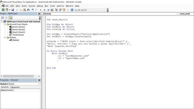Excel VBA Macro: Send Email (with Outlook)