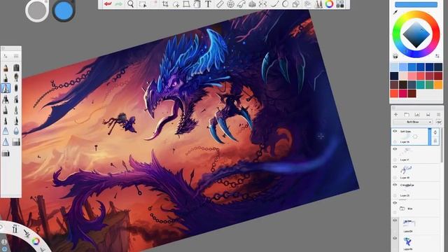 How to color grayscale art in Sketchbook Pro for ImagineFX смотреть онлайн