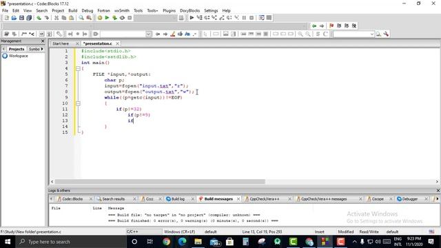 Remove whitespaces (multiple spaces, tab, next line) from the file in C program. смотреть онлайн