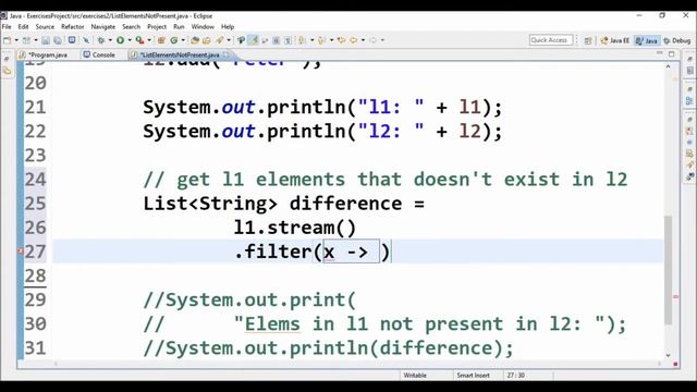 list elements not present in java смотреть онлайн