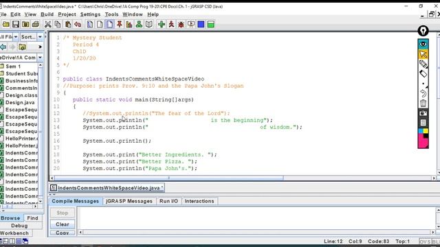 Indents white space comments in Java смотреть онлайн