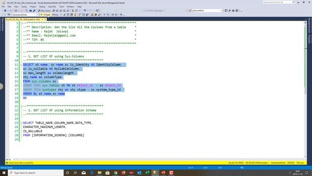 Tip#5 Get the list of Columns from the database смотреть онлайн