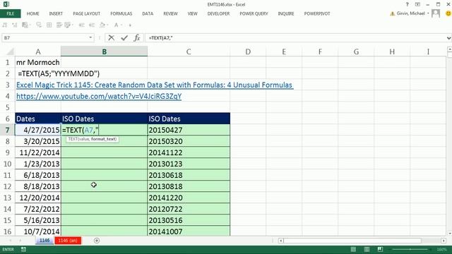 Excel Magic Trick 1146: Create ISO Dates using TEXT function and Custom Number Format смотреть онлайн