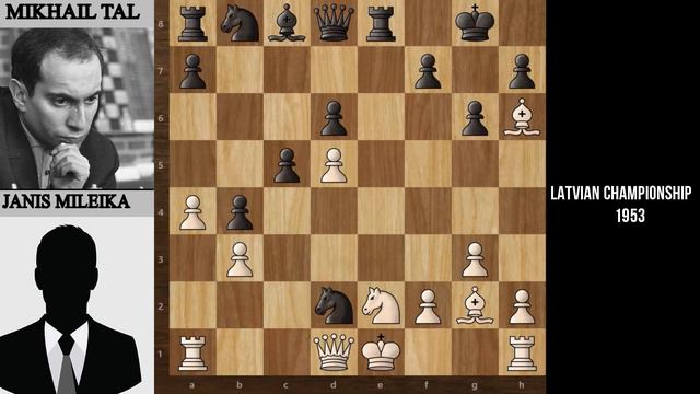 Mikhail Tal wins without touching the Queen | Tal vs Mileika Latvian Chess Championship 1953 смотреть онлайн